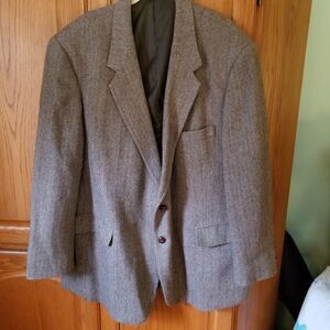 Vintage Joe Namath Signature collection brown herringbone wool blend blazer 50B